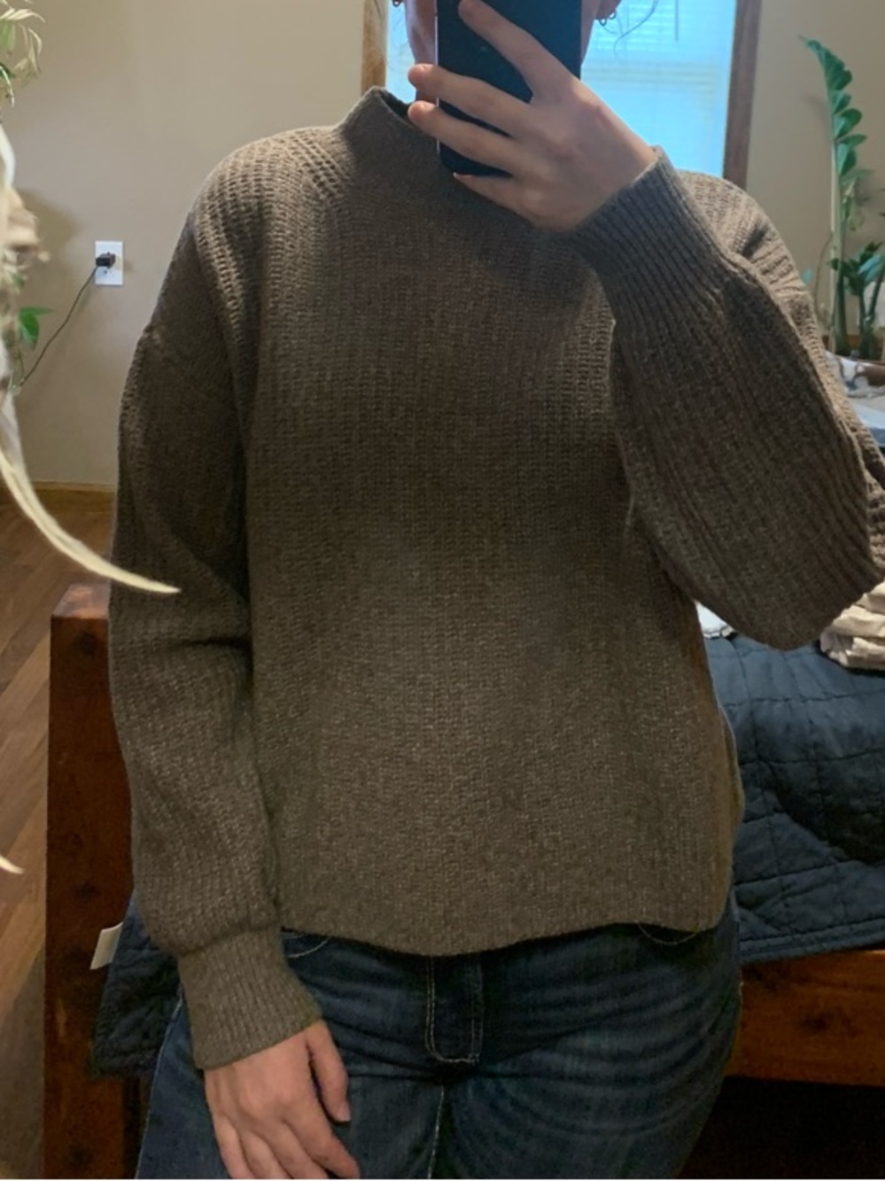 Old Navy Women's Taupe Ribbed Mock Neck Sweater